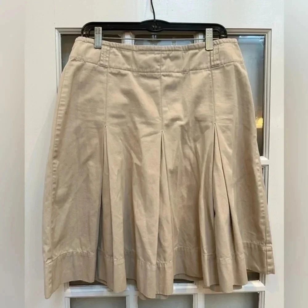 Vintage DKNY Jeans | Tan Pleated Y2K Full Skirt Women’s Size 8 Medium M